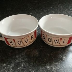 Set of 2 Scrabble soup bowls